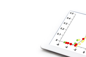 tablet with plotted statistical data