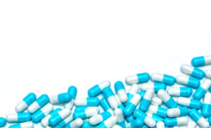 Top view of pill capsules