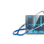 tablet with ekg on display along woth a stethoscope