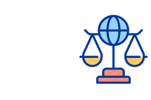 icon of law balance with a globe at top