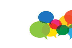 multi-colored speech bubbles overlapping