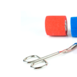 Gauze and scissors for wound care