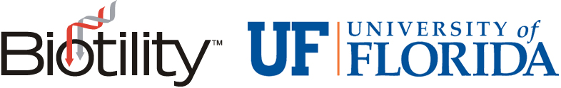 Biotility and UF Logos side by side