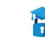 cap and gown on a lock icon