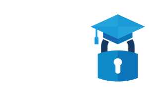 cap and gown on a lock icon