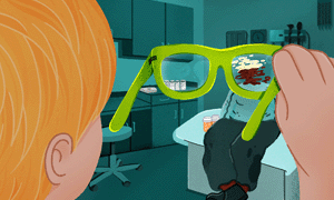 view through green glasses illustration