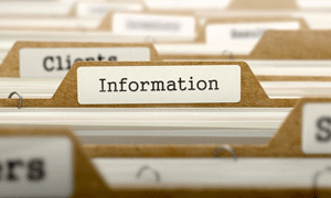 file folders with the one displaying the word information highlighted