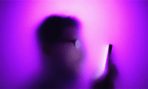 blurry photo man on phone