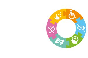 several disability logos arranged in a circular graphic