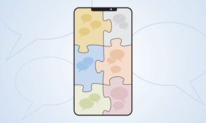 smartphone with puzzle pieces on screen