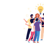 illustration of a group celebrating an idea