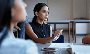 student at desk