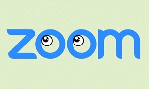 zoom logo with eyes in the o letters