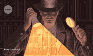 illustration of spy with flashlight