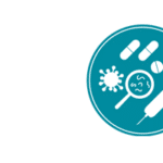 Icon with syringe, pills, and viral material