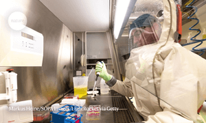 biosafety worker in lab
